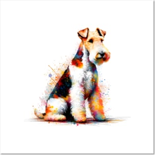 Wire Fox Terrier in Lively Splash Art Posters and Art